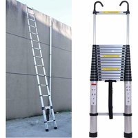 Dayplus - 5m Teleskopleiter mit Haken Alu-Klappleiter Rutschfester Ausziehbare Robust Stehleiter von DAYPLUS