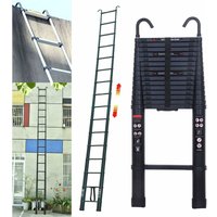 6,2m Teleskopleiter Klappleiter Alu Mehrzweckleiter mit 2 Haken, 15 Sprossen, rutschfest Verlängerungsleiter, Anlegeleiter Aluminium Leiter von DAYPLUS