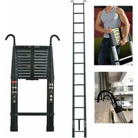 6.2M/20.3FT Teleskopleiter mit abnehmbarem Haken Aluminium Heavy Duty ausziehbare Faltbare Mehrzweckleiter EN131 sicherheitsgeprüft schwarz von DAY PLUS