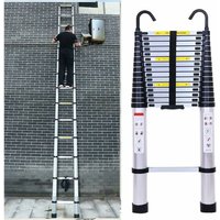 Dayplus - 6.2m Teleskopleiter aus Aluminium mit 2 Abnehmbaren Haken, Verstellbare Dachbodenleiter Leiter Telescoping Ladder Max. Belastung von DAYPLUS
