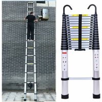 6.2m Teleskopleiter aus Aluminium mit 2 Abnehmbaren Haken, Verstellbare Dachbodenleiter Leiter Telescoping Ladder Max. Belastung 150kg/330lbs von DAY PLUS