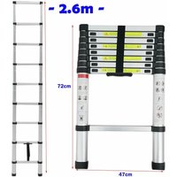 8.5FT Teleskopleiter 2,6M Rutschfester Aluleiter Schiebeleiter Sprossenleiter, aus hochwertigem Aluminium, Ausziehleiter Teleskop-Design von DAY PLUS