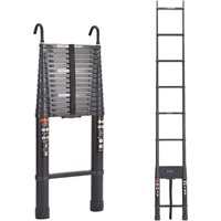 Dayplus - Alu Teleskopleiter Mehrzweckleiter Stehleiter Ausziehleiter +Haken, 6.2m/20.3FT von DAYPLUS