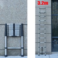 Dayplus - 10.5FT Teleskopleiter 3,2M Ausziehbare Leiter, Klappleiter Stehleiter Rutschfester, aus hochwertigem Edelstahl, Ausziehleiter von DAYPLUS