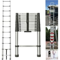 3.2m Teleskopleiter aus hochwertigem Edelstahl, 11 Stufen Ausziehleiter Rutschfester Klappleiter Stehleiter Mehrzweckleiter Belastbarkeit bis zu von DAYPLUS