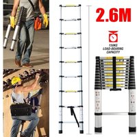 Dayplus - Alu Teleskopleiter 2,6M Rutschfester Aluleiter Schiebeleiter Sprossenleiter, aus hochwertigem Aluminium, Ausziehleiter Teleskop-Design Dayplus - Alu Teleskopleiter 2,6M Rutschfester Aluleiter Schiebeleiter Sprossenleiter, aus hochwertigem Aluminium, Ausziehleiter Teleskop-Design von DAYPLUS