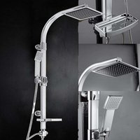 Dayplus - Duschsystem Duschset Brausegarnitur mit Duschkopf eckig Handbrause Badewanne Regendusche Edelstahl Duschsäule Höhenverstellbare Duschstange von DAYPLUS