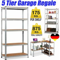 Heavy Duty Steckregal 5 Etagen Garage Regal Gewächshaus Utility Aufbewahrung Zuhause Rack 1700 x 750 x 300mm - Verzinkt von DAYPLUS