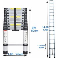 Mehrzweckleiter 4,4m Teleskopleiter Alu-Klappleiter Rutschfester Ausziehbare Robust Stehleiter 150 kg/330 Pfund Belastbarkeit von DAY PLUS