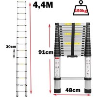 Dayplus - Neu 4,4m Aluminium Mehrzweckleiter Teleskopleiter Ausziehbar Leiter Klappleiter Anti-Rutsch Stufen Multifunktionsleiter Trittleiter 150KG von DAYPLUS