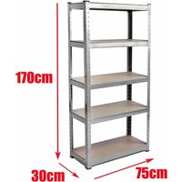 Dayplus - Schwerlastregal Werkstattregal Steckregal 5 Etagen Garage Regal Gewächshaus Utility Aufbewahrung Zuhause Rack 170cm x 75cm x 30cm - Verzinkt von DAYPLUS