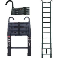Teleskopleiter Aluminium 3,2m Schwarz mit Abnehmbarem Haken Breite Stufen Rutschfeste Gummimatte Sicherheits-Stehleiter Klapptrittleiter Teleskopleiter Aluminium 3,2m Schwarz mit Abnehmbarem Haken Breite Stufen Rutschfeste Gummimatte Sicherheits-Stehleiter Klapptrittleiter von DAYPLUS