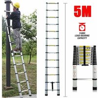 Teleskopleiter aus Aluminium, Dachbodenleiter Tragbare Leiter 16.5FT Verstellbare Leiter Telescoping Attic Ladder Max. Belastung 150kg/330lbs,5M von DAYPLUS