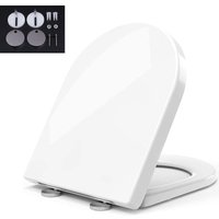 Toilettendeckel, D-Form Toilettensitz, WC Sitz mit Absenkautomatik, Quick Release Funktion, Antibakteriell Klodeckel aus Duroplast mit verstellbaren von DAYPLUS