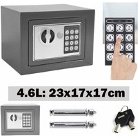 Day Plus - Tresor Klein Elektronischer Safe Minisafe Wandtresor Mini Tresor Stahlsafe Möbeltresor Wandsafe Elektronikschloss 2 Schlüssel -4.6L (Grau) von DAY PLUS