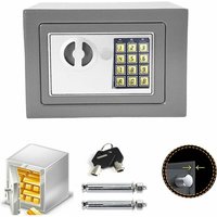 Day Plus - Tresor Klein Elektronischer Safe Minisafe Wandtresor Mini Tresor Stahlsafe Möbeltresor Wandsafe Elektronikschloss 2 Schlüssel -8.5L (Grau) von DAY PLUS