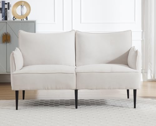 DAYALANE 2 Sitzer Sofa, Sektionssofa Couch Polstersofa Bettsofa Loungesofa mit Metallbeinen aus Chenille, für Wohnzimmer Schlafzimmer Büro Lounge, Weiß von DAYALANE