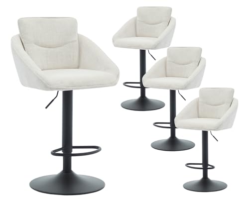 DAYALANE 360° Drehbar Barhocker 4er Set, Barstuhl Tresenhocker Höhenverstellbar Doppelschichtige Rückenlehne aus Leinen, Bar Stool für Küche Theke Bar Esszimmer Bistro Café, Beige DAYALANE 360° Drehbar Barhocker 4er Set, Barstuhl Tresenhocker Höhenverstellbar Doppelschichtige Rückenlehne aus Leinen, Bar Stool für Küche Theke Bar Esszimmer Bistro Café, Beige von DAYALANE