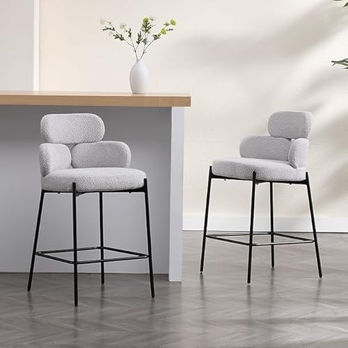 DAYALANE Barhocker 2er Set, Barstühle Küchenstühle mit Metallgestell Tresenhocker aus Kunstfell, Gebogene Rückenlehne, Bistrohocker für Bistro Esszimmer und Bar, Grau DAYALANE Barhocker 2er Set, Barstühle Küchenstühle mit Metallgestell Tresenhocker aus Kunstfell, Gebogene Rückenlehne, Bistrohocker für Bistro Esszimmer und Bar, Grau von DAYALANE