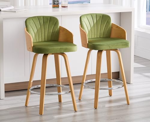 DAYALANE Barhocker 2er Set, Barstühle mit Holzbeinen Gepolsterte Küchenhocker mit Armlehnstuhl Rückenlehne aus Samt, Moderner Bar Stool für Esszimmer Küche Bistro Café Theke, Grün DAYALANE Barhocker 2er Set, Barstühle mit Holzbeinen Gepolsterte Küchenhocker mit Armlehnstuhl Rückenlehne aus Samt, Moderner Bar Stool für Esszimmer Küche Bistro Café Theke, Grün von DAYALANE