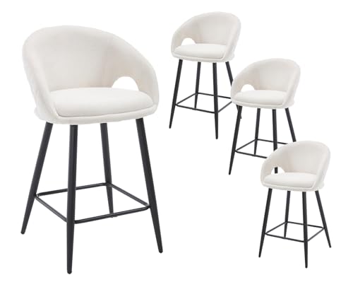DAYALANE Barhocker 4er Set, Barstühle mit Rückenlehne Gepolsterte Küchenhocker mit Metallgestell aus Chenille, Moderner Bar Stool für Theke Küche Bistro Café Esszimmer, Beige DAYALANE Barhocker 4er Set, Barstühle mit Rückenlehne Gepolsterte Küchenhocker mit Metallgestell aus Chenille, Moderner Bar Stool für Theke Küche Bistro Café Esszimmer, Beige von DAYALANE