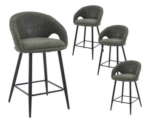 DAYALANE Barhocker 4er Set, Barstühle mit Rückenlehne Gepolsterte Küchenhocker mit Metallgestell aus Chenille, Moderner Bar Stool für Theke Küche Bistro Café Esszimmer, Grün DAYALANE Barhocker 4er Set, Barstühle mit Rückenlehne Gepolsterte Küchenhocker mit Metallgestell aus Chenille, Moderner Bar Stool für Theke Küche Bistro Café Esszimmer, Grün von DAYALANE