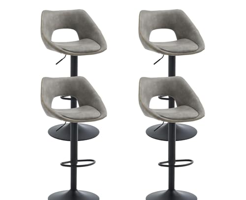 DAYALANE 360°Drehbar Barhocker 4er Set, Barstuhl Hochstuhl PU Kunstleder Höhenverstellbar mit Rückenlehne, Moderner Bar Stool für Esszimmer Küche Bistro Theke, Grau von DAYALANE