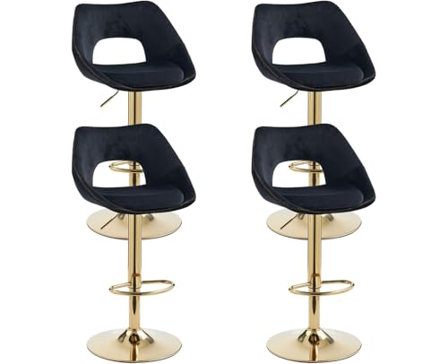 DAYALANE 360°Drehbar Barhocker 4er Set, Barstuhl Hochstuhl Samt Höhenverstellbar mit Rückenlehne, Moderner Bar Stool für Esszimmer Küche Bistro Theke, Schwarz von DAYALANE
