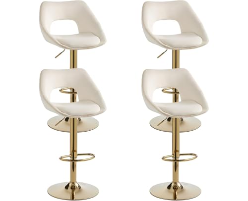 DAYALANE 360°Drehbar Barhocker 4er Set, Barstuhl Hochstuhl Samt Höhenverstellbar mit Rückenlehne, Moderner Bar Stool für Esszimmer Küche Bistro Theke, Weiß DAYALANE 360°Drehbar Barhocker 4er Set, Barstuhl Hochstuhl Samt Höhenverstellbar mit Rückenlehne, Moderner Bar Stool für Esszimmer Küche Bistro Theke, Weiß von DAYALANE
