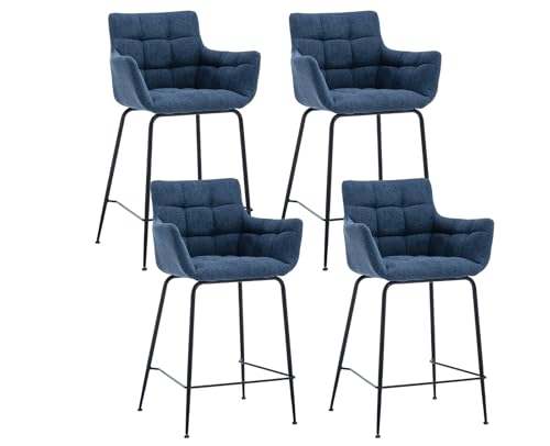 DAYALANE Barhocker 4er Set, Moderne Barstuhl mit Metallfüßen Dickem Sitzpolster aus Frottee, Bar Stool mit Gebogene Rückenlehne für Theke Küche Bistro Café Esszimmer, Blau DAYALANE Barhocker 4er Set, Moderne Barstuhl mit Metallfüßen Dickem Sitzpolster aus Frottee, Bar Stool mit Gebogene Rückenlehne für Theke Küche Bistro Café Esszimmer, Blau von DAYALANE