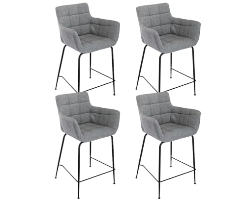 DAYALANE Barhocker 4er Set, Moderne Barstuhl mit Metallfüßen Dickem Sitzpolster aus Frottee, Bar Stool mit Gebogene Rückenlehne für Theke Küche Bistro Café Esszimmer, Grau DAYALANE Barhocker 4er Set, Moderne Barstuhl mit Metallfüßen Dickem Sitzpolster aus Frottee, Bar Stool mit Gebogene Rückenlehne für Theke Küche Bistro Café Esszimmer, Grau von DAYALANE