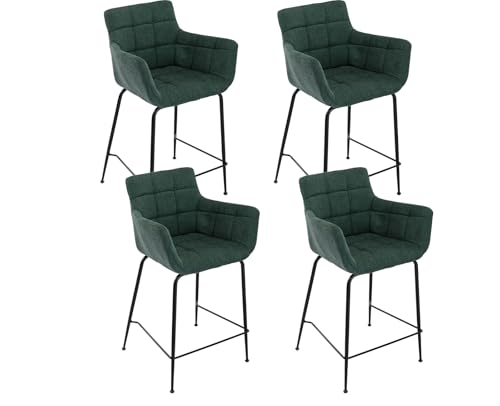DAYALANE Barhocker 4er Set, Moderne Barstuhl mit Metallfüßen Dickem Sitzpolster aus Frottee, Bar Stool mit Gebogene Rückenlehne für Theke Küche Bistro Café Esszimmer, Grün DAYALANE Barhocker 4er Set, Moderne Barstuhl mit Metallfüßen Dickem Sitzpolster aus Frottee, Bar Stool mit Gebogene Rückenlehne für Theke Küche Bistro Café Esszimmer, Grün von DAYALANE