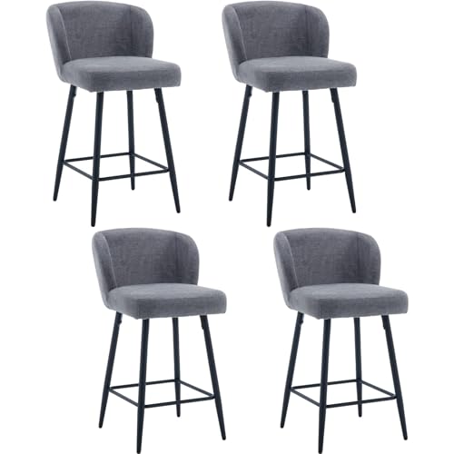 DAYALANE Barhocker 4er Set, Moderne Barstuhl mit Metallfüßen Dickem Sitzpolster aus Leinen, Bar Stool mit Gebogene Rückenlehne für Theke Küche Bistro Café Esszimmer, Grau DAYALANE Barhocker 4er Set, Moderne Barstuhl mit Metallfüßen Dickem Sitzpolster aus Leinen, Bar Stool mit Gebogene Rückenlehne für Theke Küche Bistro Café Esszimmer, Grau von DAYALANE