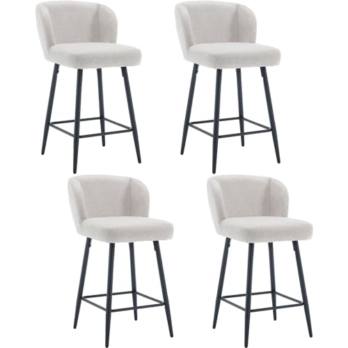 DAYALANE Barhocker 4er Set, Moderne Barstuhl mit Metallfüßen Dickem Sitzpolster aus Leinen, Bar Stool mit Gebogene Rückenlehne für Theke Küche Bistro Café Esszimmer, Oatmeal DAYALANE Barhocker 4er Set, Moderne Barstuhl mit Metallfüßen Dickem Sitzpolster aus Leinen, Bar Stool mit Gebogene Rückenlehne für Theke Küche Bistro Café Esszimmer, Oatmeal von DAYALANE