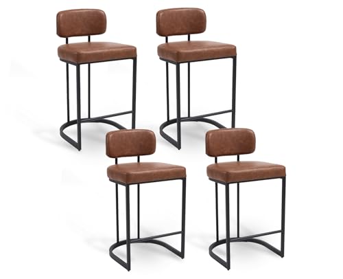 DAYALANE Barhocker 4er Set, Moderne Barstuhl mit Metallfüßen Dickes Sitzpolster aus PU Kunstleder, Küchenhocker Bar Stool mit Rückenlehne für Theke Küche Bistro Café Esszimmer, Braun DAYALANE Barhocker 4er Set, Moderne Barstuhl mit Metallfüßen Dickes Sitzpolster aus PU Kunstleder, Küchenhocker Bar Stool mit Rückenlehne für Theke Küche Bistro Café Esszimmer, Braun von DAYALANE
