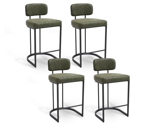 DAYALANE Barhocker 4er Set, Moderne Barstuhl mit Metallfüßen Dickes Sitzpolster aus PU Kunstleder, Küchenhocker Bar Stool mit Rückenlehne für Theke Küche Bistro Café Esszimmer, Grün DAYALANE Barhocker 4er Set, Moderne Barstuhl mit Metallfüßen Dickes Sitzpolster aus PU Kunstleder, Küchenhocker Bar Stool mit Rückenlehne für Theke Küche Bistro Café Esszimmer, Grün von DAYALANE