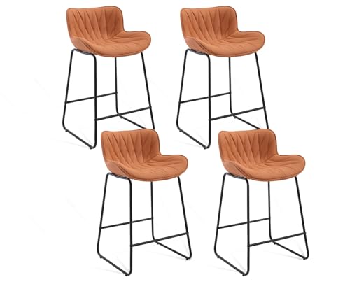 DAYALANE Barhocker 4er Set, Moderne Barstuhl mit Steppdesign Rückenlehne aus PU Kunstleder, Bar Stool mit Metallfüßen für Theke Küche Bistro Café Esszimmer, Orange DAYALANE Barhocker 4er Set, Moderne Barstuhl mit Steppdesign Rückenlehne aus PU Kunstleder, Bar Stool mit Metallfüßen für Theke Küche Bistro Café Esszimmer, Orange von DAYALANE