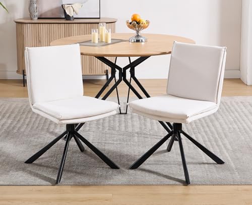 DAYALANE Drehbar Esszimmerstühle 2er Set, 360° Drehstuhl Küchenstuhl mit Doppelkissen Metallbeinen aus Chenille, Polsterstuhl Sessel für Wohnzimmer Esszimmer, Weiß DAYALANE Drehbar Esszimmerstühle 2er Set, 360° Drehstuhl Küchenstuhl mit Doppelkissen Metallbeinen aus Chenille, Polsterstuhl Sessel für Wohnzimmer Esszimmer, Weiß von DAYALANE