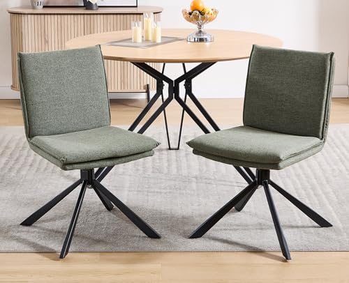 DAYALANE Drehbar Esszimmerstühle 2er Set, 360° Drehstuhl Küchenstuhl mit Doppelkissen Metallbeinen aus Leinen, Polsterstuhl Sessel für Wohnzimmer Esszimmer, Grün DAYALANE Drehbar Esszimmerstühle 2er Set, 360° Drehstuhl Küchenstuhl mit Doppelkissen Metallbeinen aus Leinen, Polsterstuhl Sessel für Wohnzimmer Esszimmer, Grün von DAYALANE