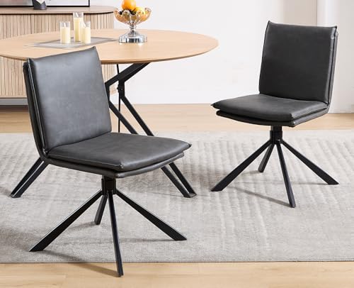 DAYALANE Drehbar Esszimmerstühle 2er Set, 360° Drehstuhl Küchenstuhl mit Doppelkissen Metallbeinen aus PU Kunstleder, Polsterstuhl Sessel für Wohnzimmer Esszimmer, Grau DAYALANE Drehbar Esszimmerstühle 2er Set, 360° Drehstuhl Küchenstuhl mit Doppelkissen Metallbeinen aus PU Kunstleder, Polsterstuhl Sessel für Wohnzimmer Esszimmer, Grau von DAYALANE
