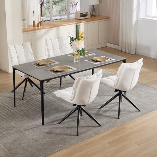 DAYALANE Drehbar Esszimmerstühle 4er Set, 360° Drehstuhl Küchenstuhl mit Doppelkissen Metallbeinen aus Chenille, Polsterstuhl Sessel für Wohnzimmer Esszimmer Arbeitszimmer Schlafzimmer, Beige DAYALANE Drehbar Esszimmerstühle 4er Set, 360° Drehstuhl Küchenstuhl mit Doppelkissen Metallbeinen aus Chenille, Polsterstuhl Sessel für Wohnzimmer Esszimmer Arbeitszimmer Schlafzimmer, Beige von DAYALANE