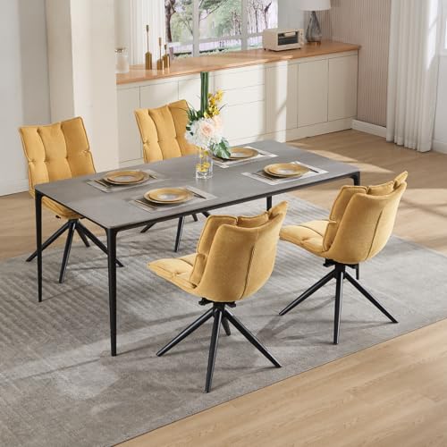 DAYALANE Drehbar Esszimmerstühle 4er Set, 360° Drehstuhl Küchenstuhl mit Doppelkissen Metallbeinen aus Chenille, Polsterstuhl Sessel für Wohnzimmer Esszimmer Arbeitszimmer Schlafzimmer, Gelb DAYALANE Drehbar Esszimmerstühle 4er Set, 360° Drehstuhl Küchenstuhl mit Doppelkissen Metallbeinen aus Chenille, Polsterstuhl Sessel für Wohnzimmer Esszimmer Arbeitszimmer Schlafzimmer, Gelb von DAYALANE
