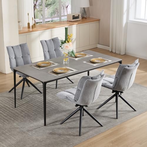 DAYALANE Drehbar Esszimmerstühle 4er Set, 360° Drehstuhl Küchenstuhl mit Doppelkissen Metallbeinen aus Chenille, Polsterstuhl Sessel für Wohnzimmer Esszimmer Arbeitszimmer Schlafzimmer, Grau DAYALANE Drehbar Esszimmerstühle 4er Set, 360° Drehstuhl Küchenstuhl mit Doppelkissen Metallbeinen aus Chenille, Polsterstuhl Sessel für Wohnzimmer Esszimmer Arbeitszimmer Schlafzimmer, Grau von DAYALANE