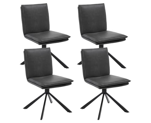 DAYALANE Drehbar Esszimmerstühle 4er Set, 360° Drehstuhl Küchenstuhl mit Doppelkissen Metallbeinen aus PU Kunstleder, Polsterstuhl Sessel für Wohnzimmer Esszimmer, Grau DAYALANE Drehbar Esszimmerstühle 4er Set, 360° Drehstuhl Küchenstuhl mit Doppelkissen Metallbeinen aus PU Kunstleder, Polsterstuhl Sessel für Wohnzimmer Esszimmer, Grau von DAYALANE