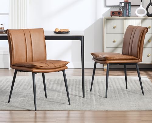 DAYALANE Esszimmerstühle 2er Set, Küchenstuhl Polsterstuhl mit Doppelkissen aus PU Kunstleder, Wohnzimmerstuhl mit Metallbeinen für Esszimmer Wohnzimmer Küche Schlafzimmer, Braun DAYALANE Esszimmerstühle 2er Set, Küchenstuhl Polsterstuhl mit Doppelkissen aus PU Kunstleder, Wohnzimmerstuhl mit Metallbeinen für Esszimmer Wohnzimmer Küche Schlafzimmer, Braun von DAYALANE