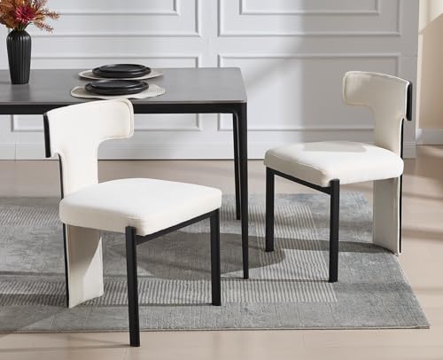 DAYALANE Esszimmerstühle 2er Set, Küchenstuhl Polsterstuhl mit Metallbeine aus Chenille, T-Förmige Gebogene Rückenlehne Wohnzimmerstuhl für Esszimmer Wohnzimmer Küche Schlafzimmer, Weiß DAYALANE Esszimmerstühle 2er Set, Küchenstuhl Polsterstuhl mit Metallbeine aus Chenille, T-Förmige Gebogene Rückenlehne Wohnzimmerstuhl für Esszimmer Wohnzimmer Küche Schlafzimmer, Weiß von DAYALANE