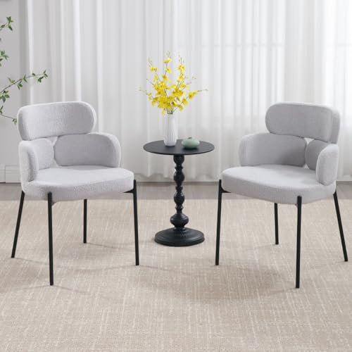 DAYALANE Esszimmerstühle 2er Set, Küchenstuhl Polsterstuhl mit Metallbeine aus Kunstfell, Gebogene Rückenlehne Wohnzimmerstuhl für Esszimmer Wohnzimmer Küche Schlafzimmer, Grau DAYALANE Esszimmerstühle 2er Set, Küchenstuhl Polsterstuhl mit Metallbeine aus Kunstfell, Gebogene Rückenlehne Wohnzimmerstuhl für Esszimmer Wohnzimmer Küche Schlafzimmer, Grau von DAYALANE