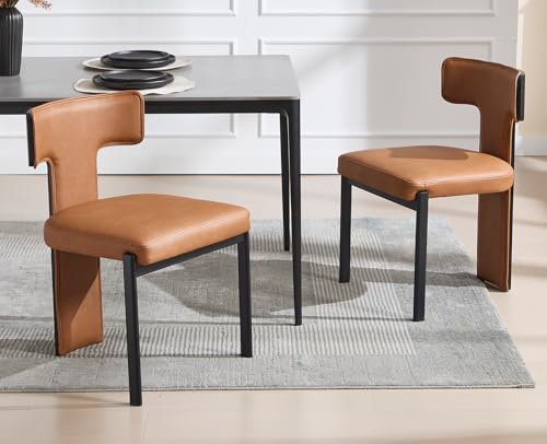 DAYALANE Esszimmerstühle 2er Set, Küchenstuhl Polsterstuhl mit Metallbeine aus PU Kunstleder, T-Förmige Gebogene Rückenlehne Wohnzimmerstuhl für Esszimmer Wohnzimmer Küche Schlafzimmer, Braun DAYALANE Esszimmerstühle 2er Set, Küchenstuhl Polsterstuhl mit Metallbeine aus PU Kunstleder, T-Förmige Gebogene Rückenlehne Wohnzimmerstuhl für Esszimmer Wohnzimmer Küche Schlafzimmer, Braun von DAYALANE