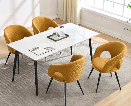 DAYALANE Esszimmerstühle 4er Set, Küchenstuhl Polsterstuhl Esstischstühle Sessel mit Metallbeine Rückenlehne aus Chenille, für Esszimmer Wohnzimmer Schlafzimmer und Empfang, Gelb DAYALANE Esszimmerstühle 4er Set, Küchenstuhl Polsterstuhl Esstischstühle Sessel mit Metallbeine Rückenlehne aus Chenille, für Esszimmer Wohnzimmer Schlafzimmer und Empfang, Gelb von DAYALANE