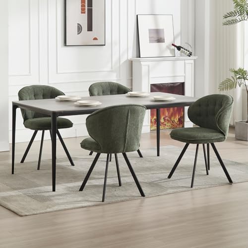 DAYALANE Esszimmerstühle 4er Set, Küchenstuhl Polsterstuhl mit Metallbeine aus Chenille, Gebogene Rückenlehne Wohnzimmerstuhl für Esszimmer Wohnzimmer Küche Schlafzimmer, Grün DAYALANE Esszimmerstühle 4er Set, Küchenstuhl Polsterstuhl mit Metallbeine aus Chenille, Gebogene Rückenlehne Wohnzimmerstuhl für Esszimmer Wohnzimmer Küche Schlafzimmer, Grün von DAYALANE